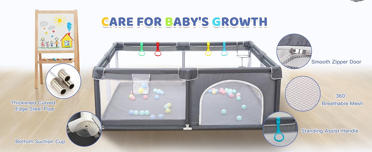 Манеж дитячий CHOLY для немовлят та малюків, 128х128 см, сірий. Безпечний, з сіткою та м'яким захистом, легко збирається