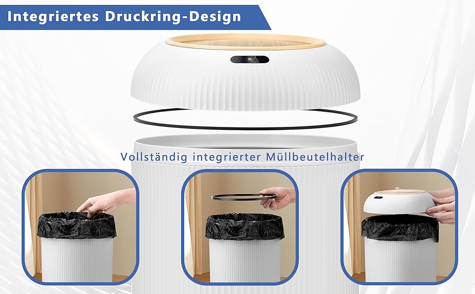 Автоматичний сміттєвий бак з сенсором 12L - Білий сміттєвий бак з датчиком для кухні, ванної кімнати, офісу та туалету. Безшумний, волого- та герметичний, з ніжками.