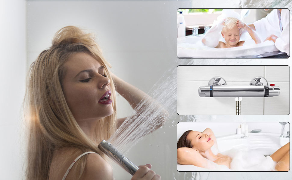 Сучасний змішувач для ванни та душу з двома виходами та керамічним вентилем - латунний, хромований, для ванної кімнати