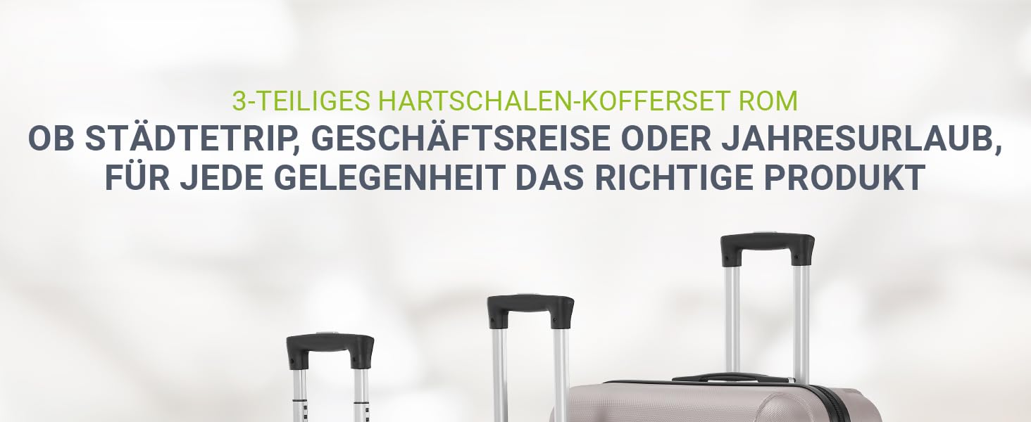 Набір валіз Juskys Hartschale 3-в-1 з кодовим замком, тихими колесами 360°, телескопічною ручкою, легкий, колір шампань