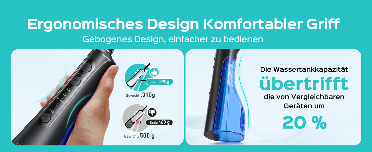 COSLUS Електрична душова лійка: 20 бар, IPX7, водонепроникна, 4 режими для догляду за порожниною рота, 5 інтенсивностей, чорна