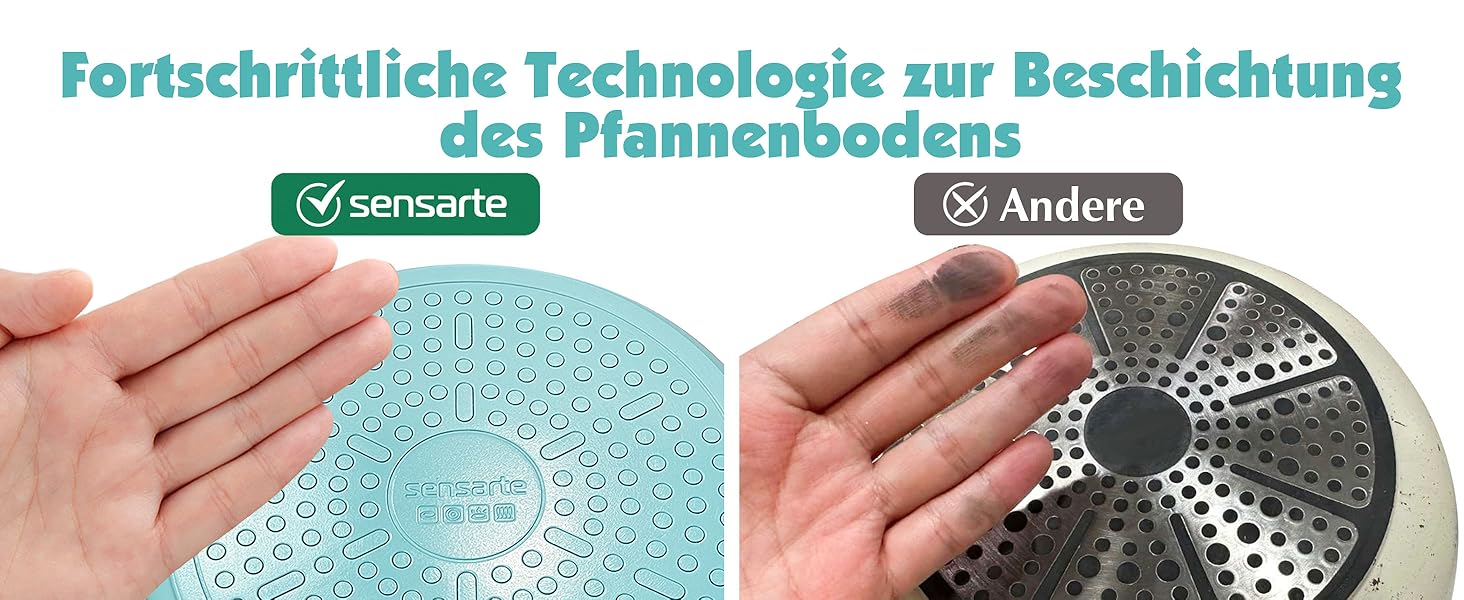 Набір каструль SENSARTE з керамічним покриттям (17 предметів) – антипригарне посуд з знімними ручками, для всіх плит, безпечне, миється в посудомийній машині, сумісне з духовкою (Турквіс)