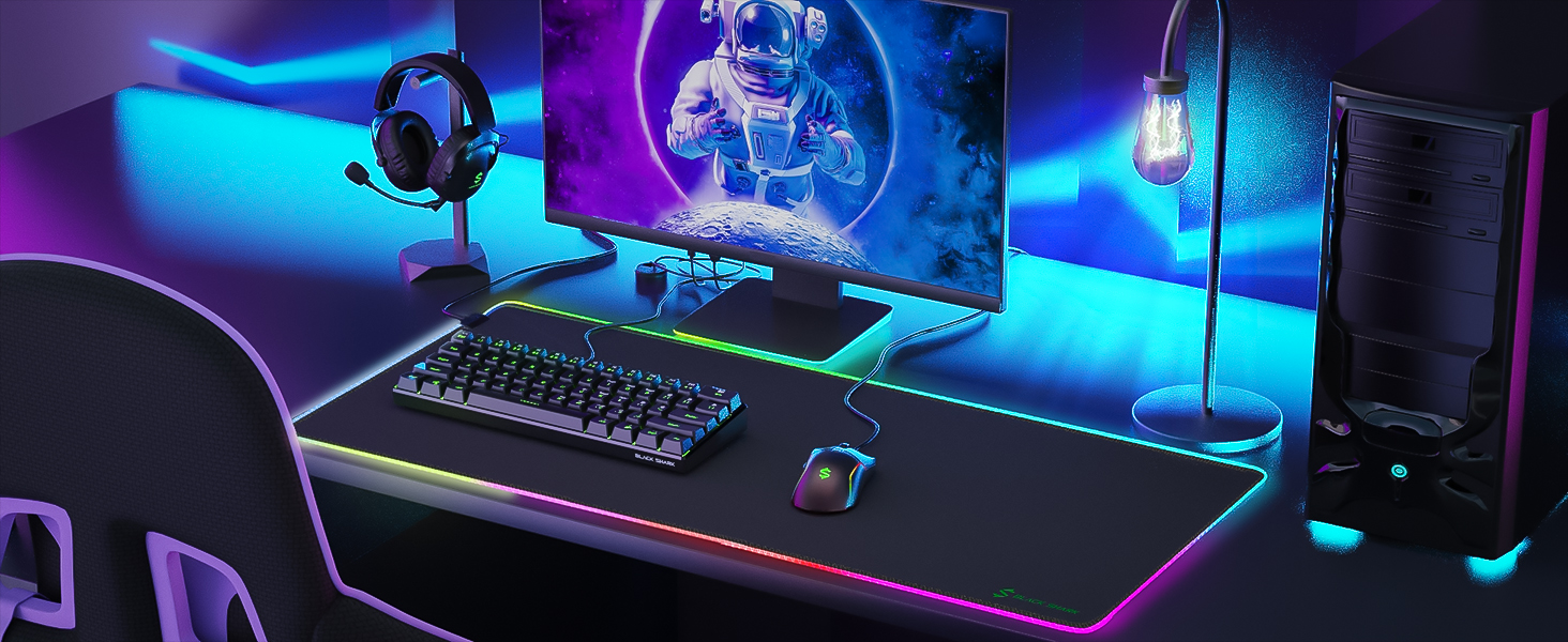 Ігрова мишка Pad Black Shark XXL 1200 x 600 мм - великий килимок для миші з водовідштовхувальним покриттям та антиковзною основою. Аксесуар для геймінгу Manta P4 (RGB)