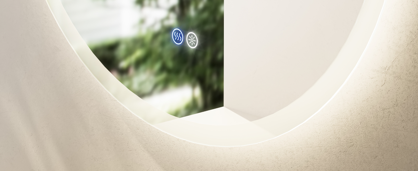 Дзеркало для ванної кімнати HOROW Кругле з підсвіткою 80см LED, регульоване, антизапар, без рами, IP44, 80x80 см