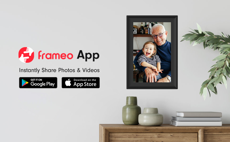 Цифровий фоторамка Frameo з Wi-Fi, 10.1 дюйми, 32GB, сенсорний екран, автоповорот
