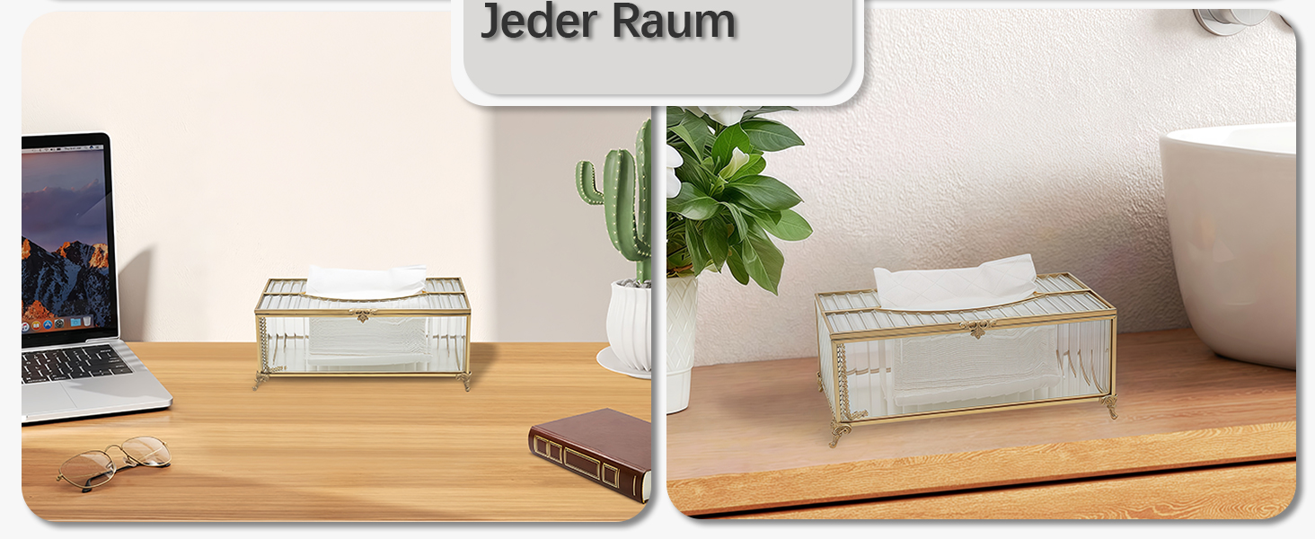 Скляна коробка для серветок SLHEQING Gold - органайзер для косметичних серветок, прямокутна модель для ванної, вітальні, спальні, офісу