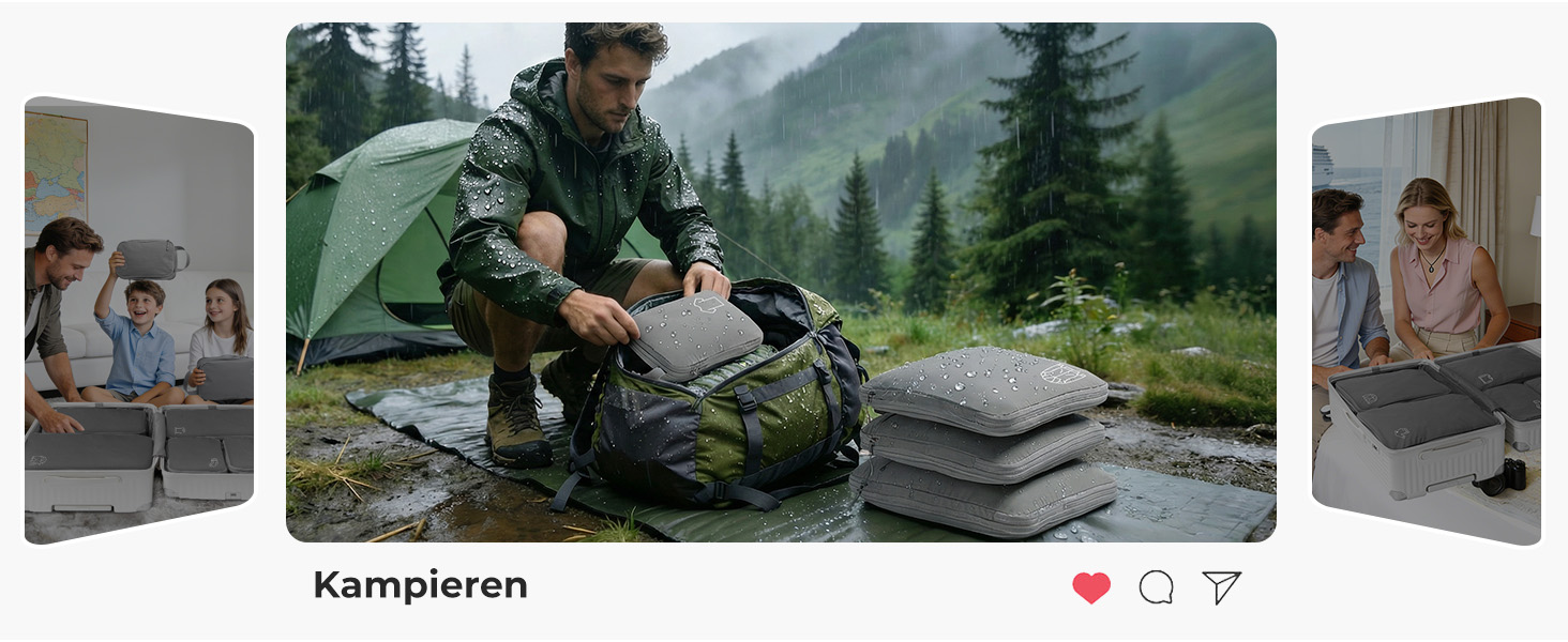 Набір компресійних органайзерів для валізи та рюкзака з нейлону, дорожні сумки-пакувальники для одягу, сірі, 5 предметів