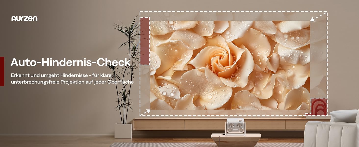 Aurzen Boom Mini 4-в-1 Smart Beamer з Google TV, 4K, проєктор для дому та на вулицю, 20W Dolby Audio, 500 ANSI, ToF автофокус, корекція трапеції, Wi-Fi/Bluetooth, підтримка смартфонів (кремовий)