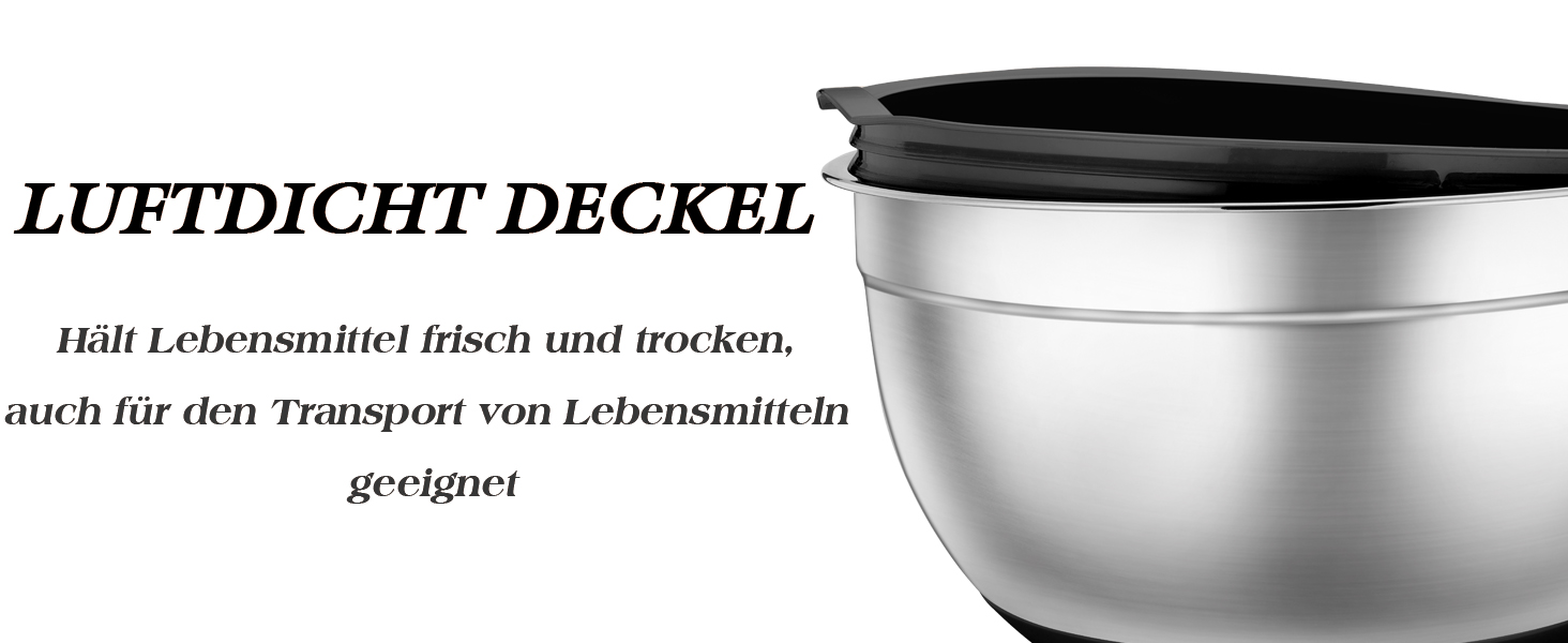 Набір місок TEAMFAR 7 шт., нержавіюча сталь, з кришками та силіконовим дном, 0,7L - 6,5L, чорний