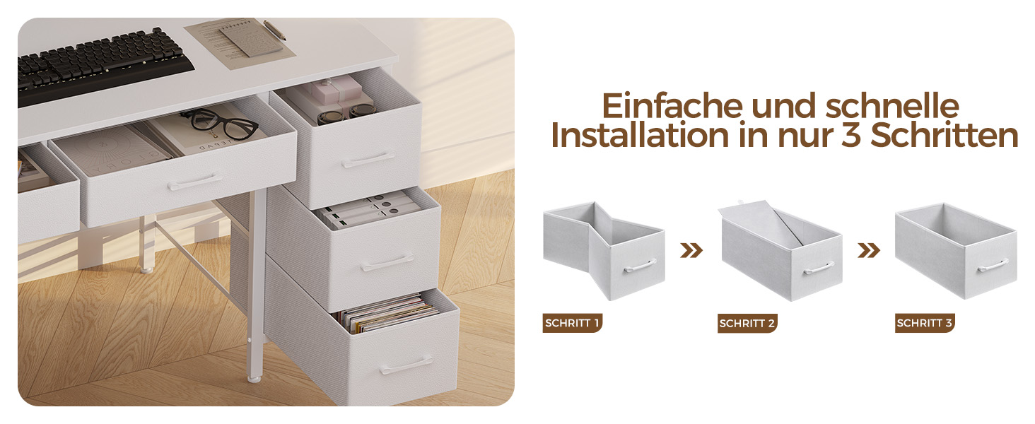 Комп'ютерний стіл Seventable з розетками та LED-підсвічуванням, 100 см, ігровий стіл з 5 шухлядами, стіл для офісу, робочого кабінету, спальні, вітальні, білий