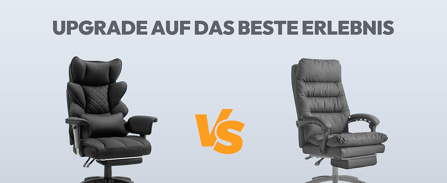 Ігровий крісло Dowinx, ергономічний офісний крісло з кишеньковим пружинним сидінням, крісло для начальника з подвійною м'якою спинкою та регульованою поперековою подушкою, підлокітниками та підставкою для ніг (Чорний, тканина)