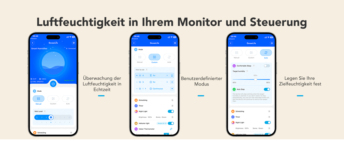 Зволожувач повітря GoveeLife Smart 3L з аромадифузором та нічником для спальні, дитячої, рослин