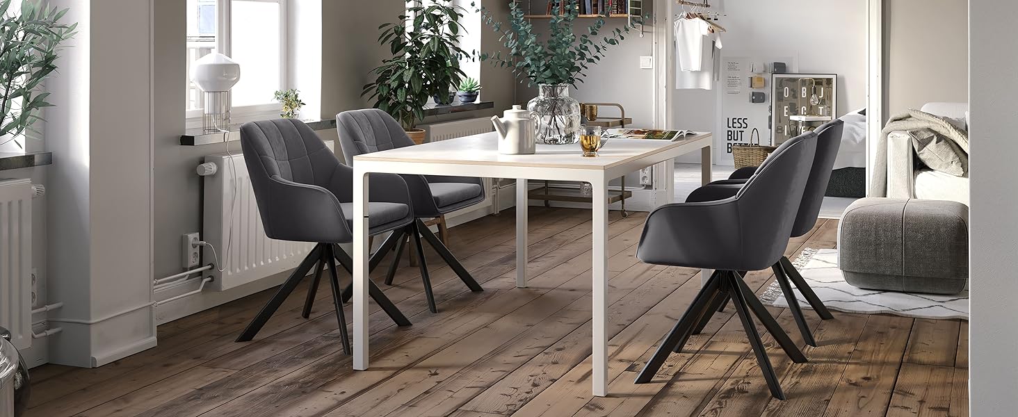 Набір з 2 обертових стільців для їдальні/кухні, бежевий, з підлокітниками, поліестер, металеві ніжки