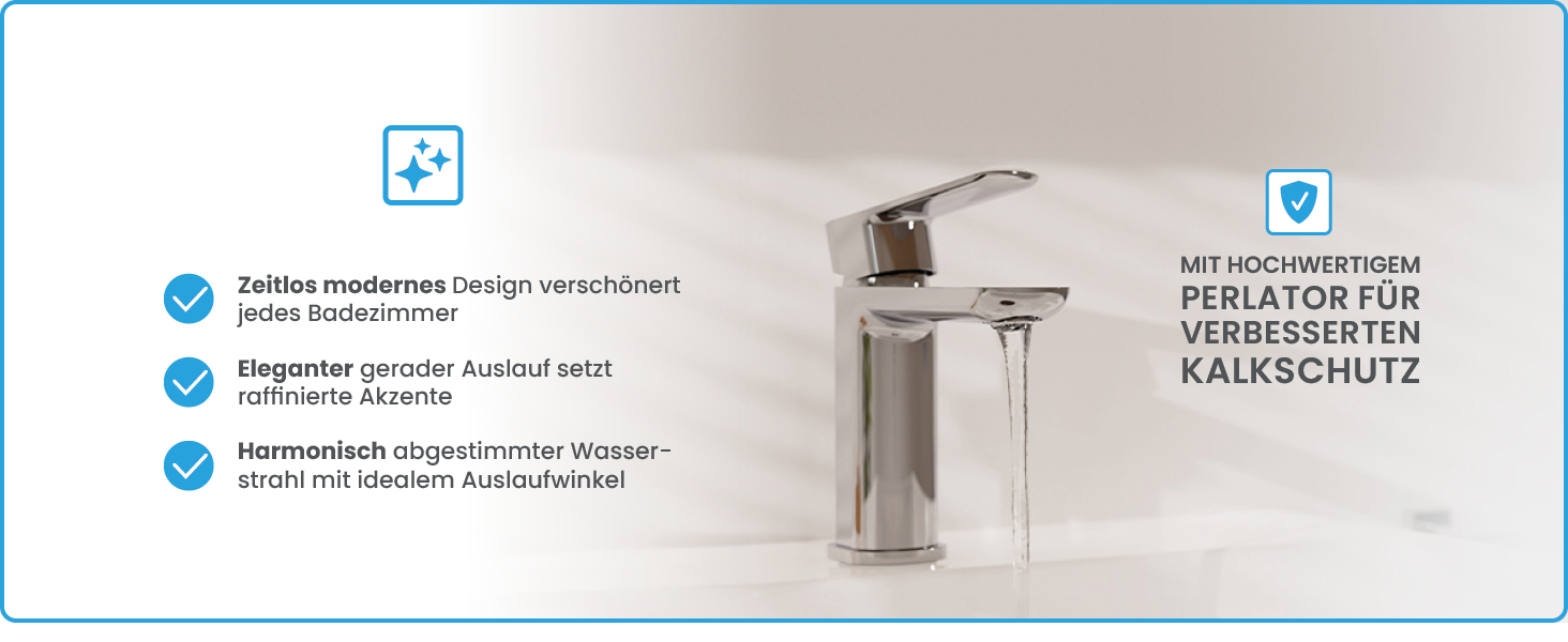 Змішувач для ванної кімнати Bächlein Mizarela, хром, з керамічним картриджем, плоский вилив, комплект для монтажу