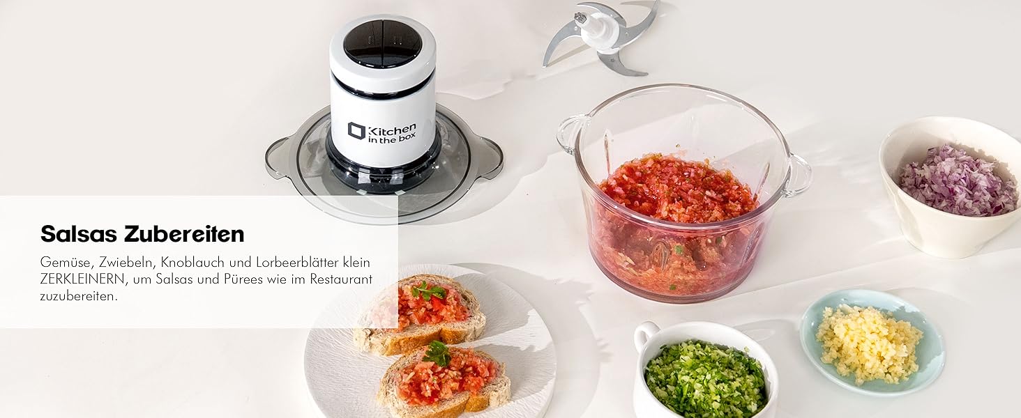Електричний подрібнювач Zerkleinerer 400W з двома чашами 2л + 2л та двома лезами з нержавіючої сталі для м'яса, овочів, фруктів - білий