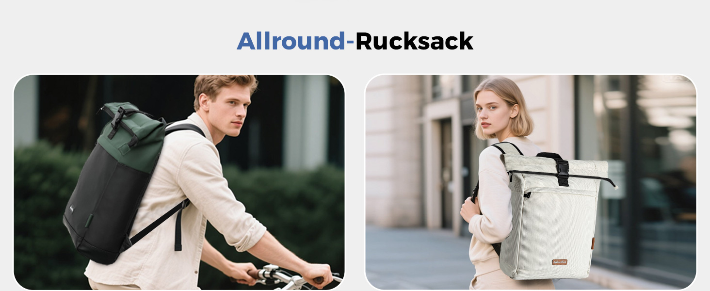 Водонепроникний рюкзак для ноутбука Rolltop 18-25Л, бежевий (30x13x48 см)