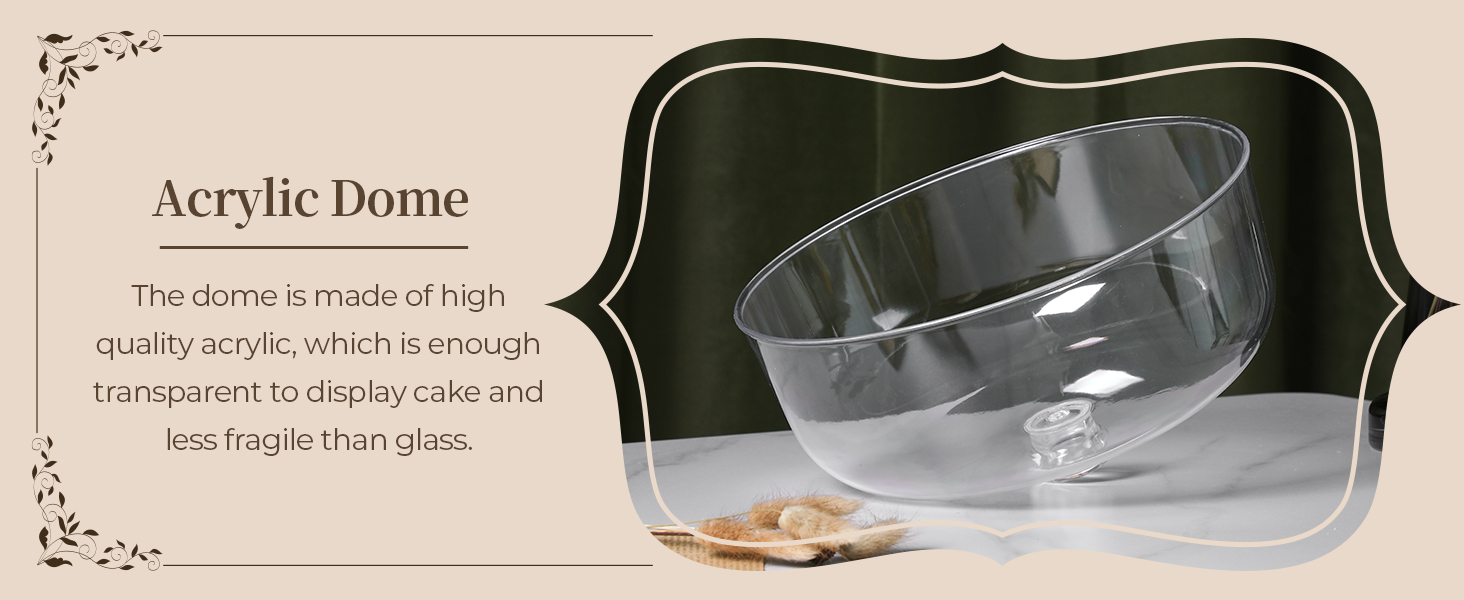 Підставка для тортів Ohuhu з бамбука 2-в-1 з кришкою, обертова тальянка з 3 знімними ніжками та акриловою кришкою для випічки, декору та святкування, чудовий подарунок для жінок