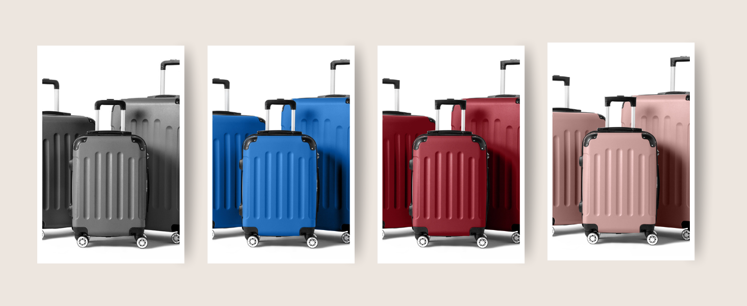 Набір валіз LEADZM 3 шт. з захистом кутів, жорсткий набір валіз-ролерів з ABS, телескопічна ручка, ручна поклажа (чорно-коричневий)