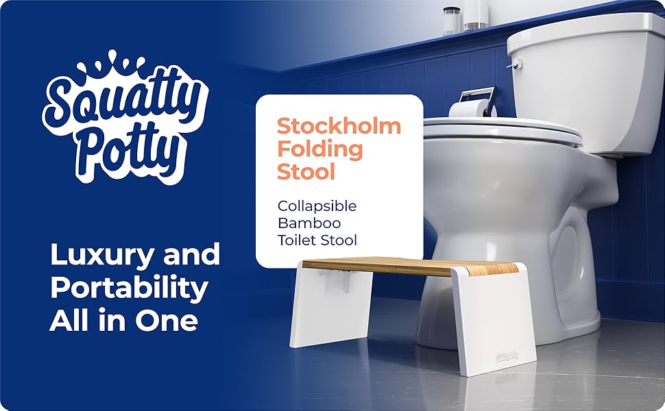 Підставка під ноги для унітазу Squatty Potty Stockholm Bambus, коричнево-біла, 7 дюймів, складана