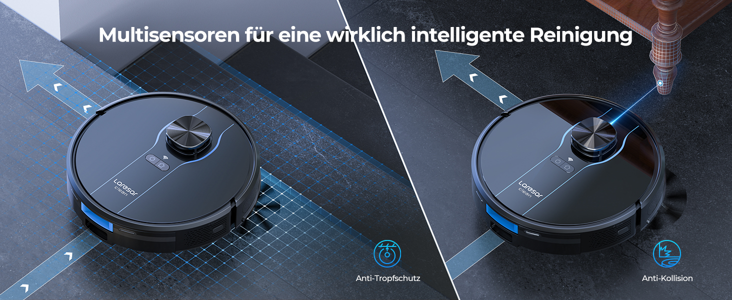 Робот-пилосос Laresar Clean з функцією миття підлоги, станція самоочищення L6 Nex, навігація LiDAR, 3л контейнер, до 180 хв роботи, 3-в-1 (прибирання, миття, пилосос), для видалення шерсті тварин, чорний