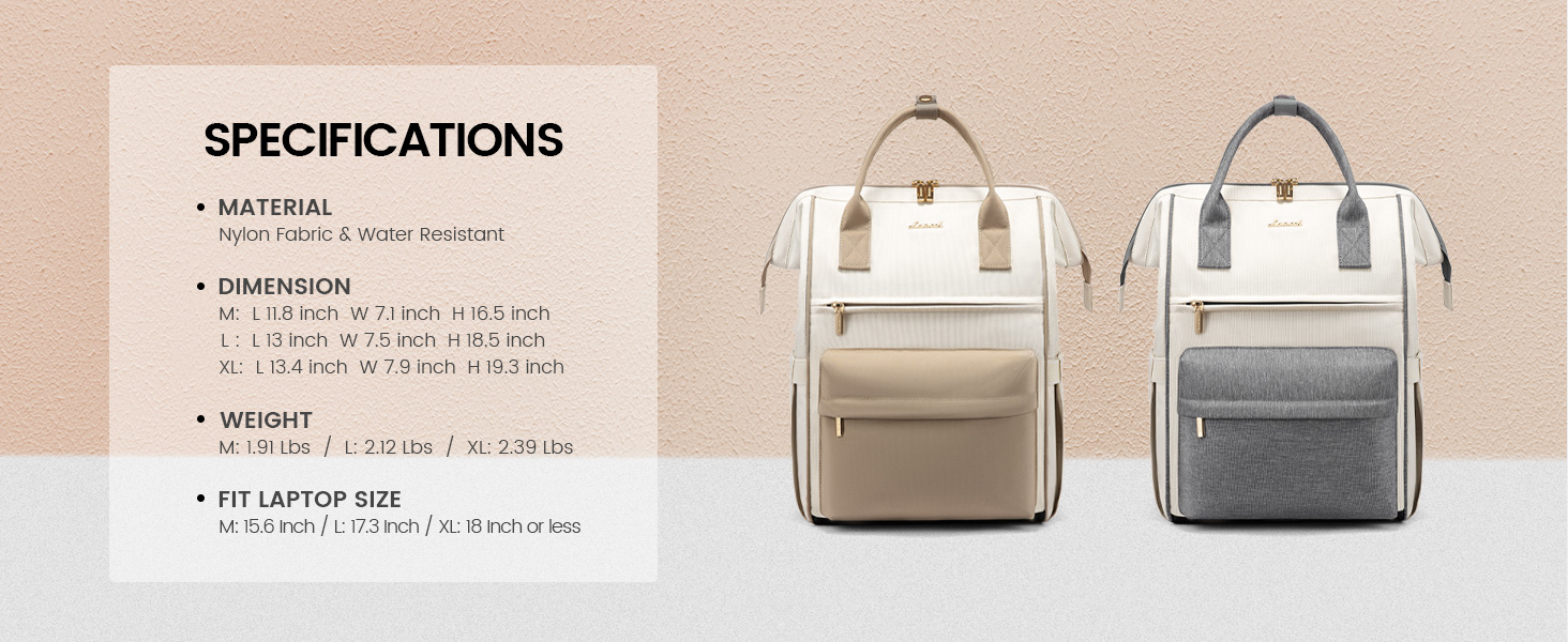 Сумка-рюкзак LOVEVOOK для жінок, 15.6 дюймів, для ноутбука, подорожей, роботи, школи, універу, офісу, водонепроникна, елегантна, бежева
