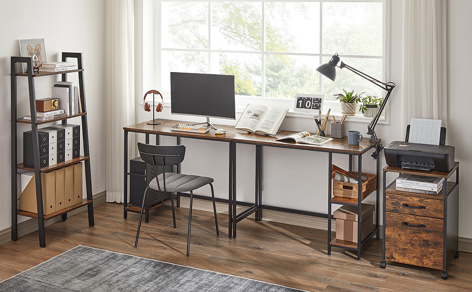 Комп'ютерний стіл VASAGLE 100x50 см, офісний, вінтажний стиль, для робочого кабінету, спальні, вітальні, колір: коричневий + чорний