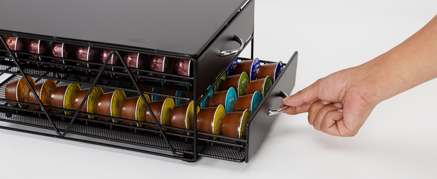 Тримач для капсул Nespresso Vertuo: органайзер для 80 капсул, металева висувна шухляда для кухні та офісу