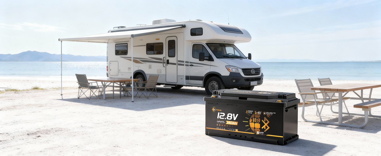LiFePO4 акумулятор 12V 100Ah H190 ECE R10 з Bluetooth 5.4 для кемперів та автобудинків, літієва батарея (набір 2 шт)