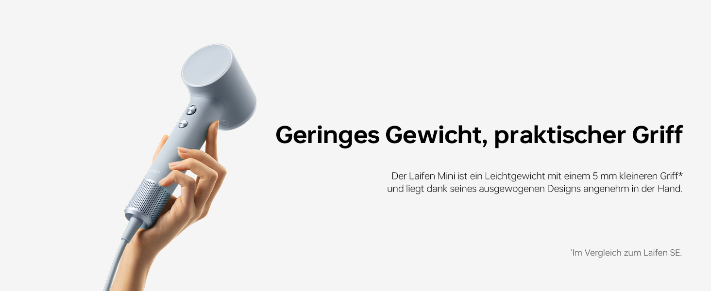 Компактний фен для волосся Laifen Mini з безщітковим двигуном (110 000 об/хв) та іонізацією, швидкий та тихий дорожній фен, синій