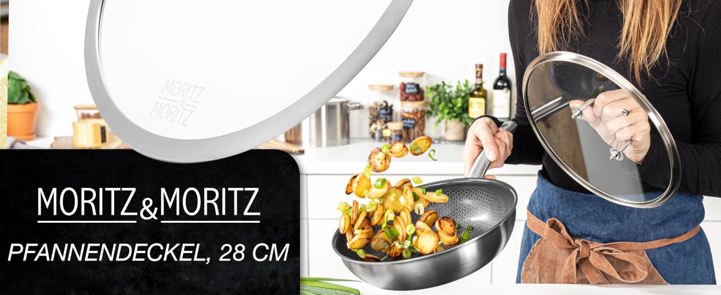 Універсальна кришка для сковорідок та каструль Moritz & Moritz 28 см, нержавіюча сталь, з паровим клапаном