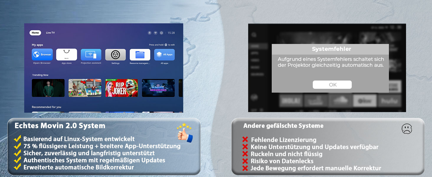 Портативний проєктор Beamer 4K з Dolby Audio, HDR10, WiFi6, Bluetooth 5.4, Auto Fokus, для домашнього кіно та перегляду спортивних подій, білий