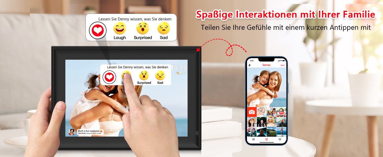 FRAMEO Цифровий фоторámеn 15.6 дюймів WiFi, IPS, FHD 1920x1080, 32GB, сенсорний екран, автоповорот, для стін, фото/відео через додаток FRAMEO