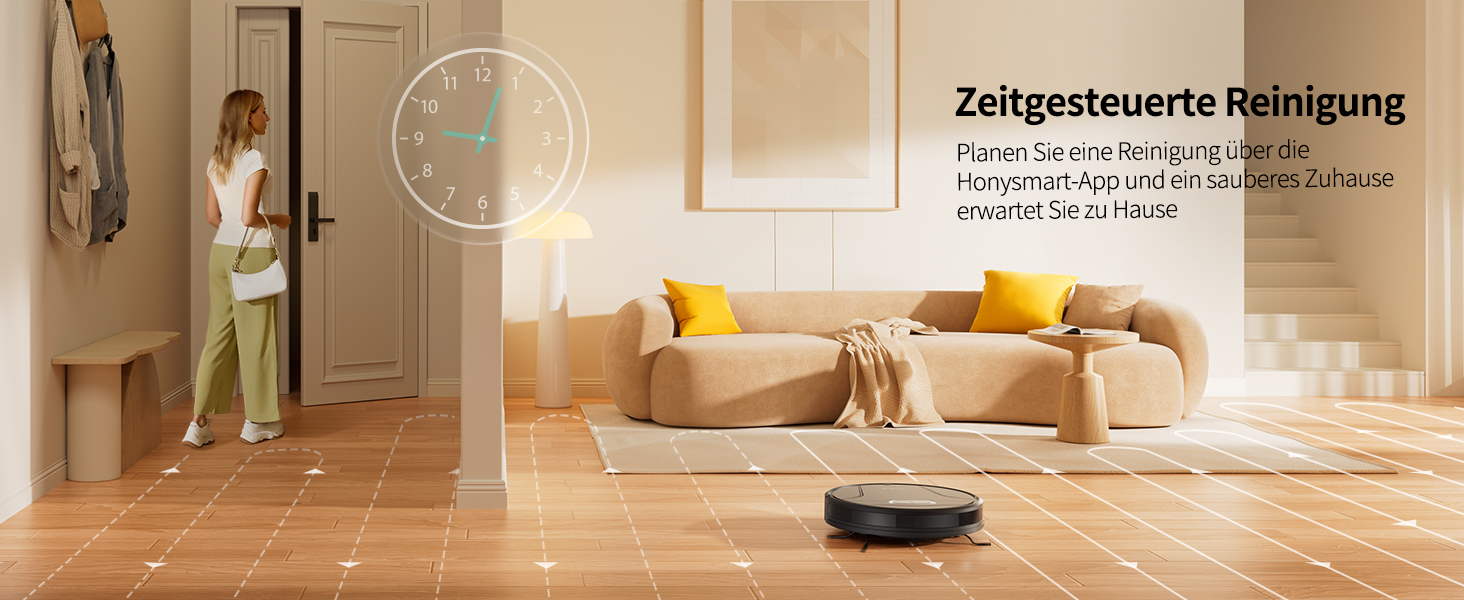 Робот-пилосос HONITURE G20 Pro з функцією миття, 4500Pa, керування через додаток, 180 хв роботи, для тварин, килимів та твердих підлог, чорний