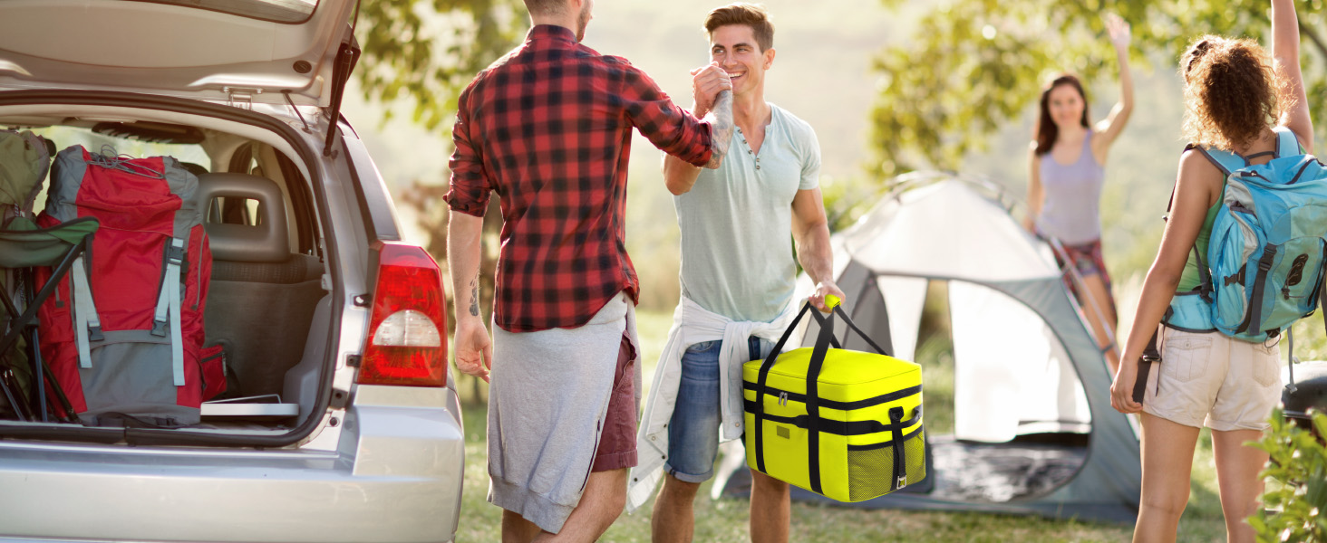 Термосумка-холодильник Lifewit 30л для пікніка та їжі, зелений (50 банок, складана, ізольована)