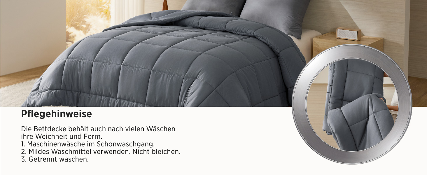 Всесезонна ковдра BEDSURE 240x220 см, стібана ковдра Oeko-TEX, сіра, середньої щільності