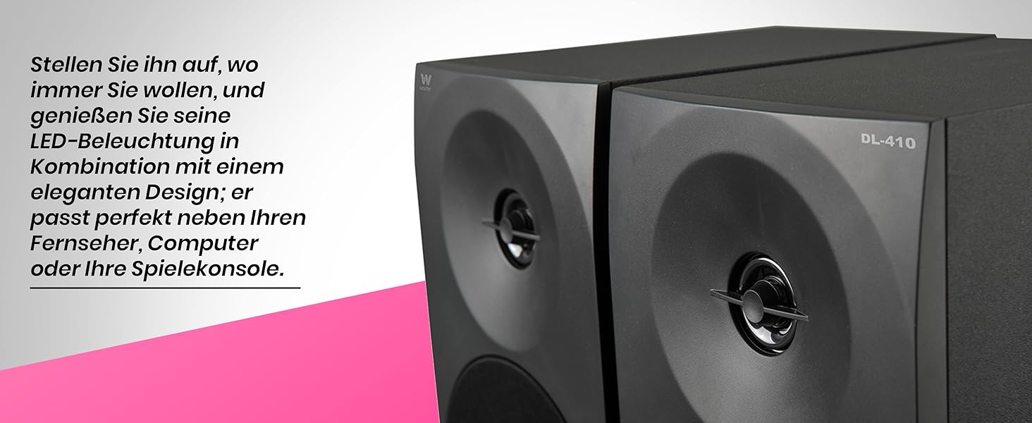 Акустична система Woxter Dynamic Line DL-410 BT: 150W, Bluetooth, дерево, сабвуфер, 4 вуфери, 2 твітери, 3.5mm, RCA, регулювання басів, висот та гучності, чорний колір