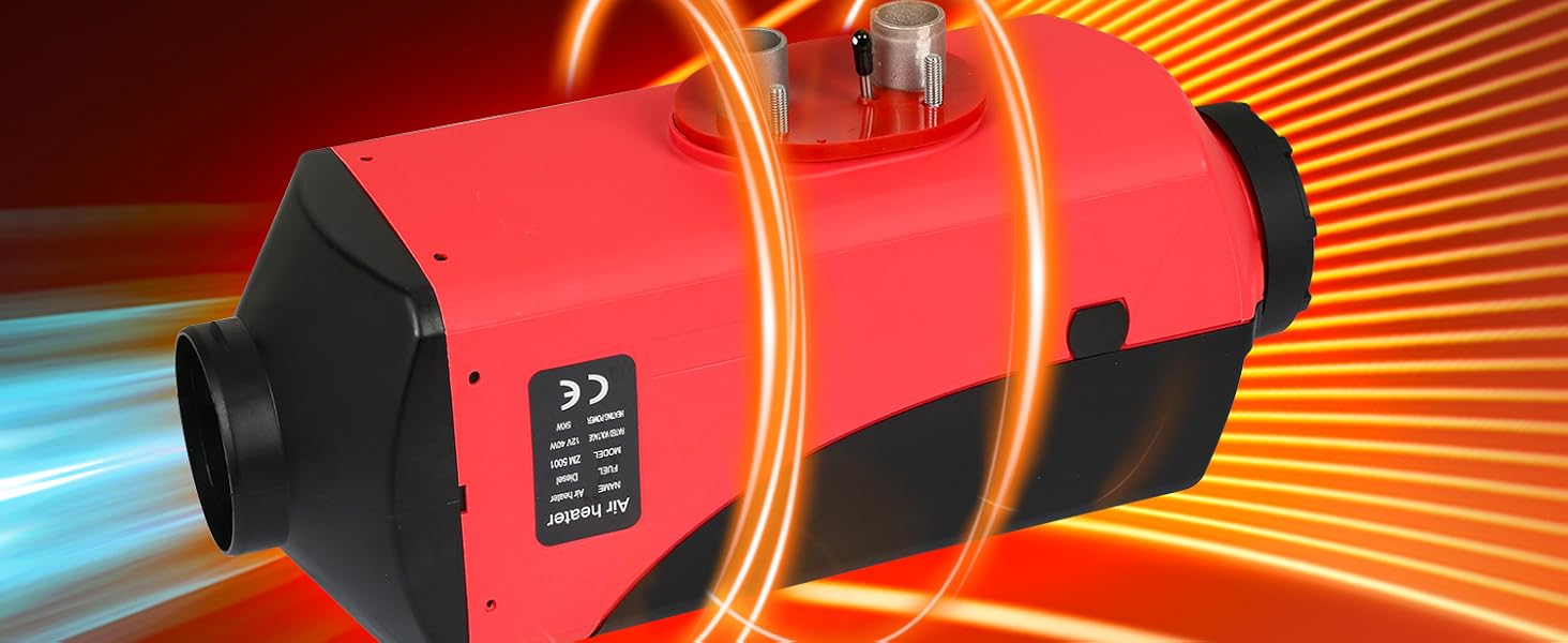 Дизельний обігрівач 8KW 12V з Bluetooth, LCD дисплеєм та пультом дистанційного керування для авто, RV, човнів та караванів, червоний