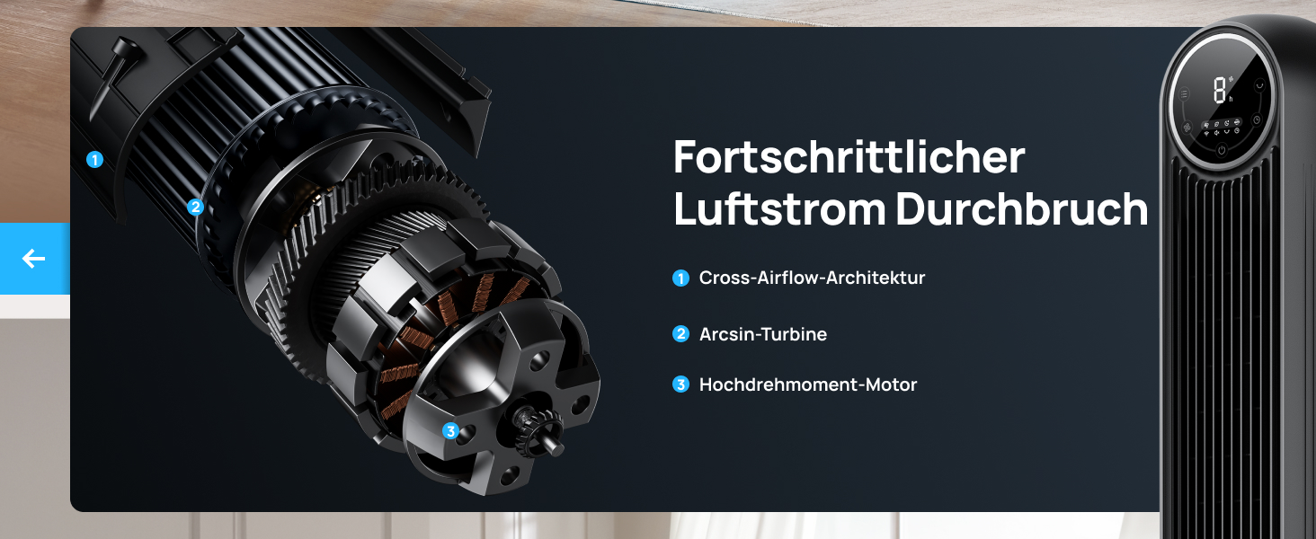 Dreo Smart Tower Fan - Безшумний вентилятор з керуванням через додаток та голосовим управлінням, 90° обертання, 4 режими, 4 швидкості, таймер 8 годин, Nomad One S, чорний