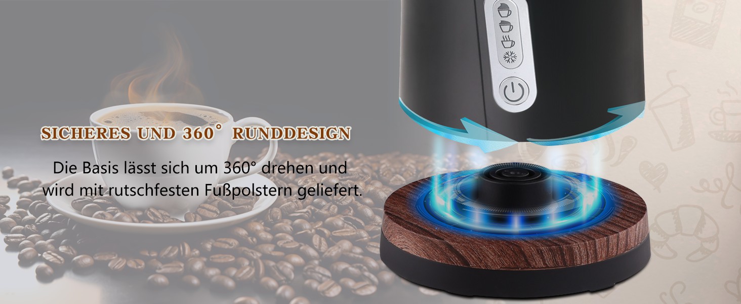 Електричний спінювач молока 4-в-1 – спінювач молока, нагрівач молока з автоматичним відключенням, білий (чорний)