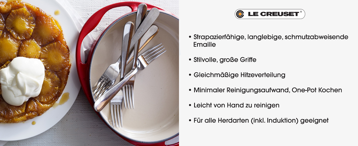 Форма для перевернутого пирога Tatin Le Creuset, чавун, Ø 28 см, 2.6 л, вишня, для всіх типів плит (включно з індукційними)