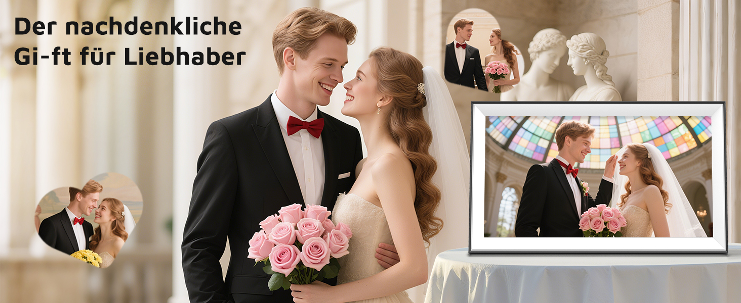 Цифровий фоторамка Hesmor 15.6 дюймів з Wi-Fi, FHD 1920*1080, IPS, сенсорний екран, 32GB, автоповорот, Frameo App