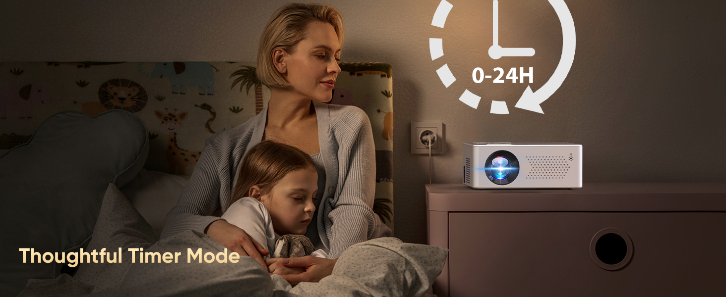 Mini проєктор Bluetooth Full HD 1080P: портативний проєктор для iOS, Android, Windows з пульт, 50% зум