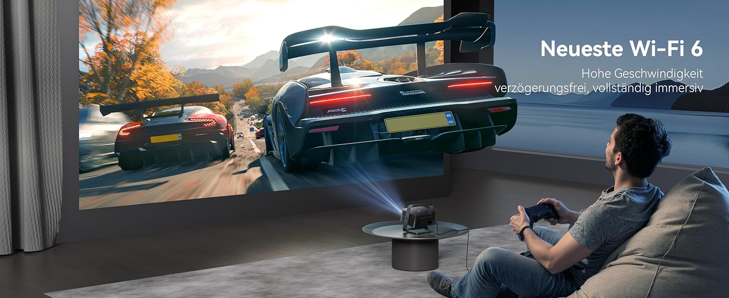 Проектор Beamer 4K з підтримкою 1500 ANSI, 1080P FHD, Smart, автоматичною корекцією трапеції, електричним фокусом, WiFi 6, Bluetooth для домашнього кінотеатру та на відкритому повітрі (сталево-сірий)