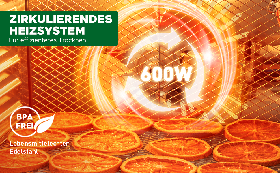 Сушарка для продуктів Kwasyo Edelstahl 750W з 8 рівнями, цифровим таймером, регулюванням температури та захистом від перегріву