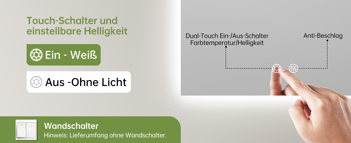 Дзеркало для ванної кімнати OUMUSU з підсвічуванням, 50x75 см, без рами, арочне, антизапотівальне, сенсорне керування, диммування, 3 кольори світла