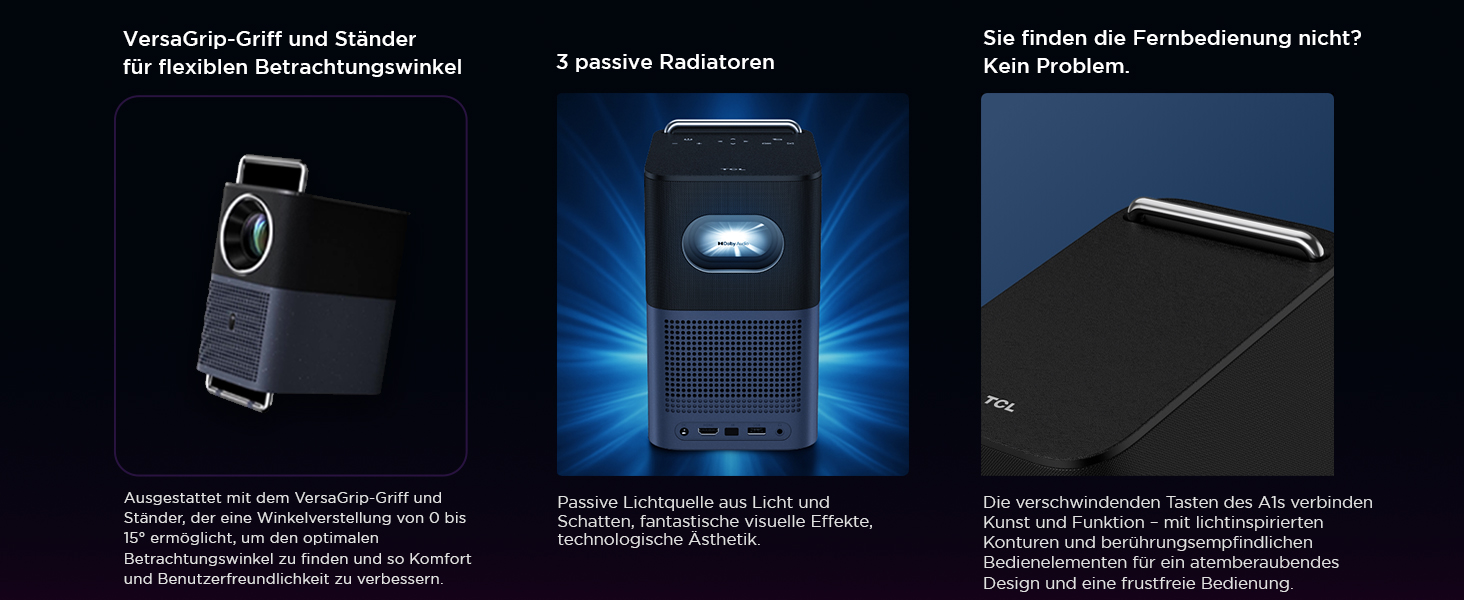 Проєктор TCL A1s 4K Full HD Google TV/Netflix: Dolby Audio, Bluetooth, WiFi, Автофокус, Корекція трапеції 6D для дому та ігор