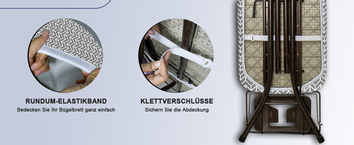 Чохол для прасувальної дошки з товстою підкладкою 120x40, 120x45, 125x45, з еластичною стрічкою по краю, липучками, підходить для прасувальних столів, ідеальний для парогенераторів