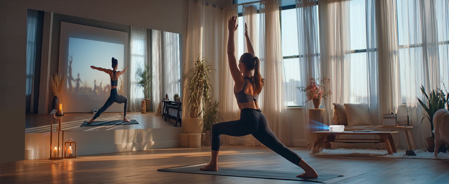 Міні проєктор VISULAPEX V3PRO: 12000LM, 1080P, WiFi, 5G, Zoom, для телефону, TV Stick, X-Box, ноутбука, білий