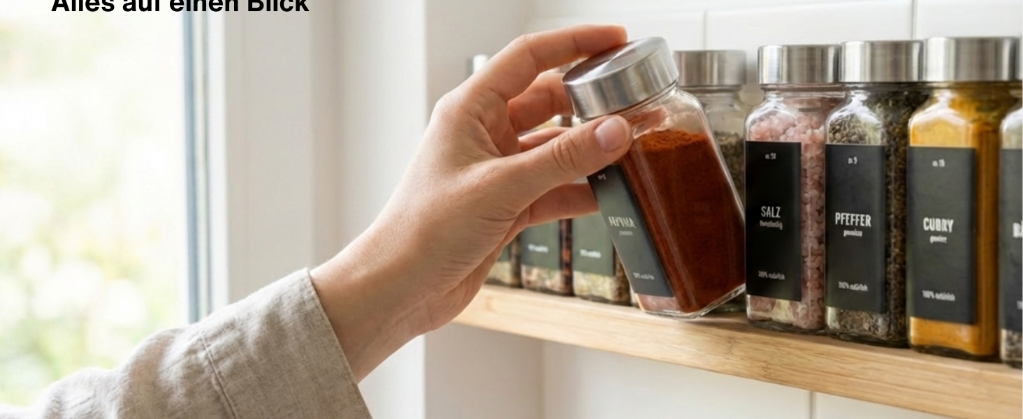 Набір скляних баночок для спецій Deco haus® 36 шт. з етикетками та дозаторами