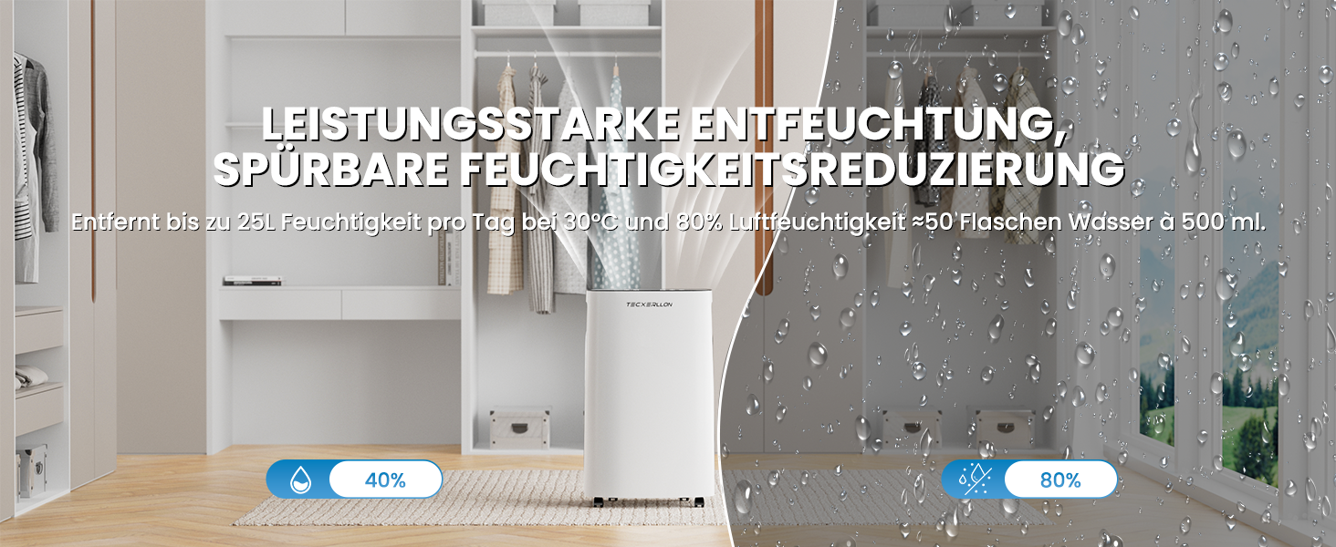 Електричний осушувач повітря 15L, 30㎡, з тачпанеллю, бак 2.5L, дренажний шланг, 46dB, таймер 24h, 3 роки гарантії (25L/день з керуванням через додаток)